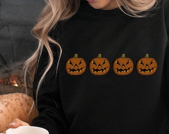Pumpkin Sweatshirt, Pumpkin Sweater, Jack-o-Lantern Sweatshirt, Halloween Crewneck Sweatshirt, Halloween Sweater, Spooky Season, Fall Shirts