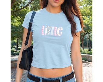 Sorority Baby Tee Big Little Shirts, Patchwork Quilt Big Little Reveal Shirts, Cropped Sorority Big Little Gift, Coquette Sorority Gift