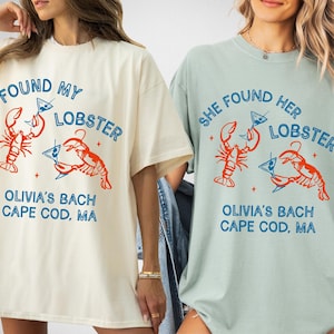 Ze vond haar kreeft vrijgezellenfeest shirts, comfort kleuren aangepaste locatie Bach tee visser esthetiek Maine grappige bruidsmeisjes geschenken