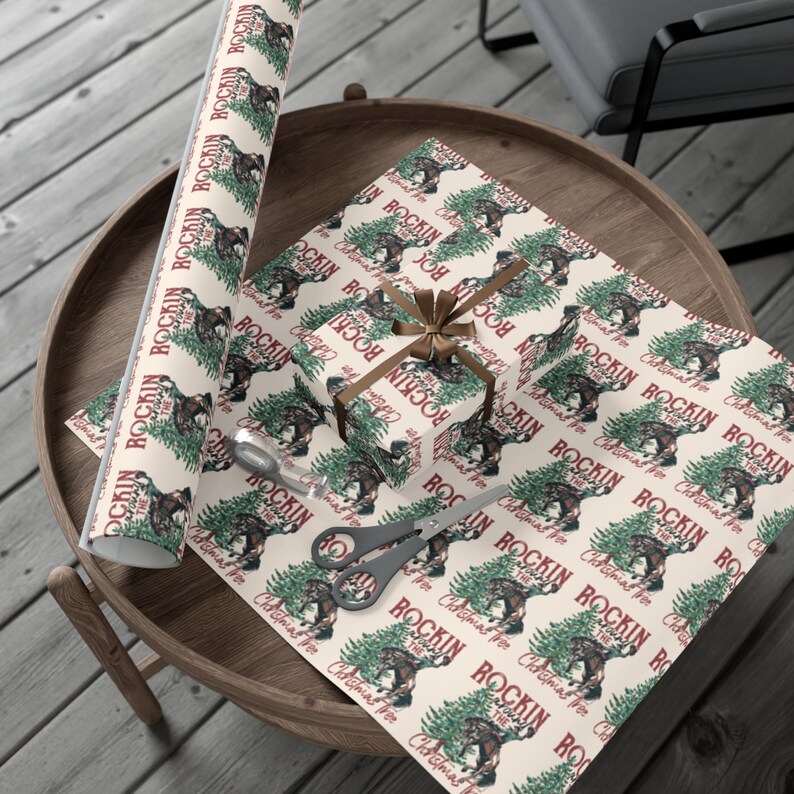 Western Cowboy Christmas Wrapping Paper Cute Xmas Wrapping Paper Western Gift Wrap Cowboy Wrapping Paper For Kids Christmas Gift Wrap image 4