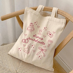 Custom Bachelorette Tote Bag, Coquette Bachelorette Merch, Bach Club Gifts Bag, Custom Bachelorette Trip Bridesmaids Tote Bag Girls Trip Bag