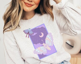 Falena Testa di Morte, Felpa con cappuccio Falena, Camicia Falena, Abbigliamento Goth Pastello, Camicia Goth Pastello, Mall Goth, Goth Plus Size, Felpa con cappuccio Goth, Felpa Luna