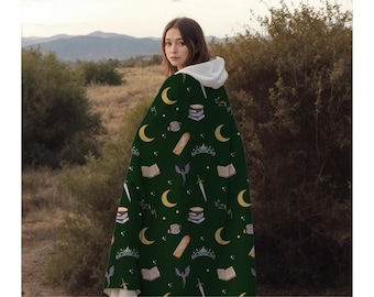 Manta con capucha para amantes de la lectura, manta para amantes de los libros, manta de fantasía, manta con capucha, manta de camping, manta cómoda de sherpa, manta acogedora y linda