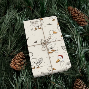 Carta da regalo natalizia Farm Duck Carta da regalo natalizia carina Confezione regalo occidentale Carta da regalo Cottagecore per bambini Confezione regalo natalizia