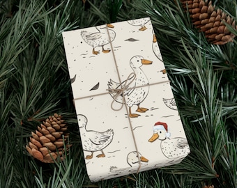 Farm Duck Christmas Wrapping Paper Cute Xmas Wrapping Paper Western Gift Wrap Cottagecore Wrapping Paper For Kids Christmas Gift Wrap