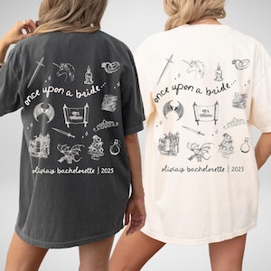 Custom Bookish Bachelorette Party Shirts, Personalized Castlecore Matching Team Bride Tees, Dragon Book Lover Fantasy Bridal Party Shirts