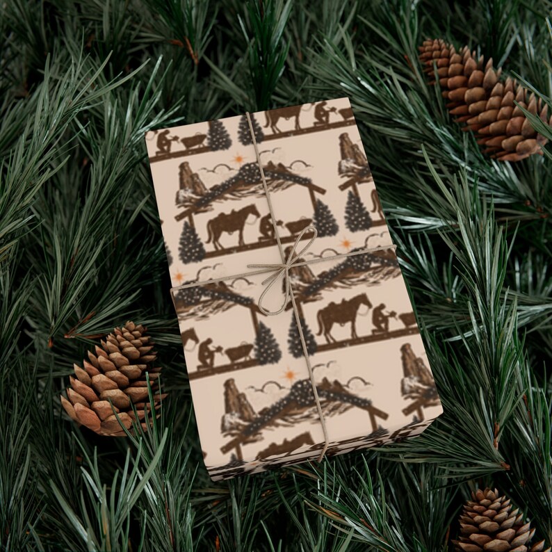 Western Cowboy Weihnachtsgeschenkpapier Niedliches Weihnachtsgeschenkpapier Western Geschenkverpackung Cowboy-Geschenkpapier für Kinder Weihnachtsgeschenkverpackung Bild 4