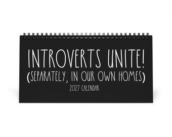 Funny Introvert Desktop Calendar, 2027 Funny Office Humor, White Elephant Gag Gift Coworkers Employees Best Friend Gift Sarcastic Desk Decor