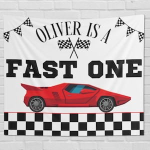 Fast One Birthday Party Custom Tapestry 1st Birthday Banner Photobooth Backdrop Racecar Birthday Decorations Race Car Party Car Themed Party