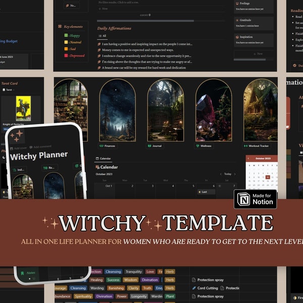 Aesthetic Witchy Planner Notion Template 2023, Dark Academia Notion Template Student, Notion Household Budget Template, Notion Life Planner