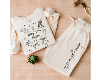 Going To The Chapel Sweatsuit, Western Bachelorette Party Gift, Getting Ready Outfit, Bride Sweatsuit, Future Mrs. Crewneck, Wedding Day Pjs