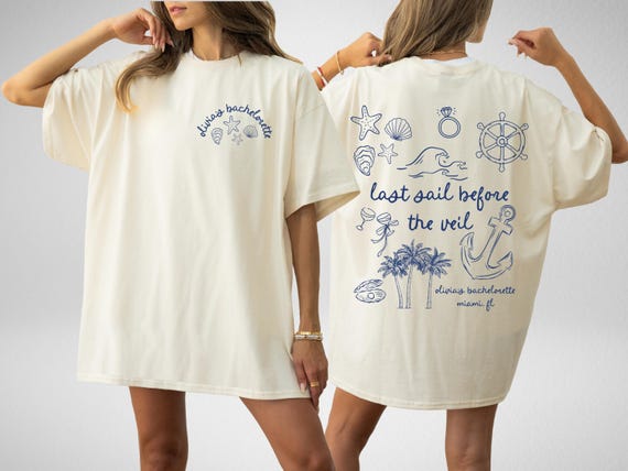 Custom Cruise Bachelorette Party Shirts Last Sail Before the Veil Comfort Colors Custom Beach Bridal Party Shirts Miami Bach Beach Bride