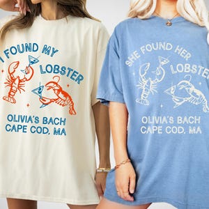 Ze vond haar kreeft vrijgezellenfeest shirts, comfort kleuren aangepaste locatie Bach tee visser esthetiek Maine grappige bruidsmeisjes geschenken