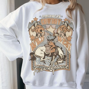 White See You Cowboy Embroidered Western Graphic Sweater main image 0