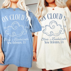 On Cloud Nine Bachelorette Scottsdale EVJF Chemises EVJF personnalisées Couleurs confort Charleston Bachelorette NOLA Bachelorette