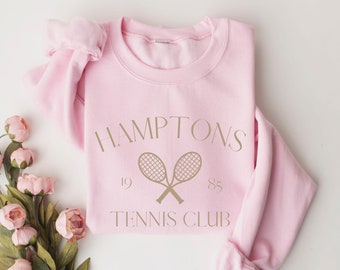 Hamptons Tennis Club Sweatshirt, New York Sweater, Beach Sweatshirt, Athletic Sweater, Summer Swimsuit Coverup, Tennis Gift, Country Club