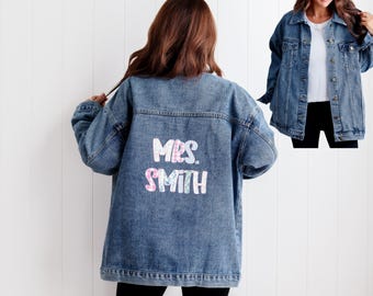 Chaqueta vaquera para novia, chaqueta vaquera para novia, chaqueta para futura esposa, chaqueta vaquera personalizada, chaqueta vaquera para boda, regalo de boda para novia, regalo de boda único.