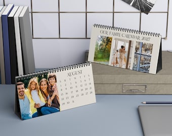 Personalized Family Desktop Calendar 2027, Home Office Decor, Family Organizer, Gift for Parents, Custom Desk Calendar Family Photo Calendar