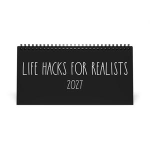 Desktop Calendar, 2027 Funny Office Humor Life Hacks, White Elephant Gag Gift, Coworkers Employees Best Friend Gift, Sarcastic Desk Decor