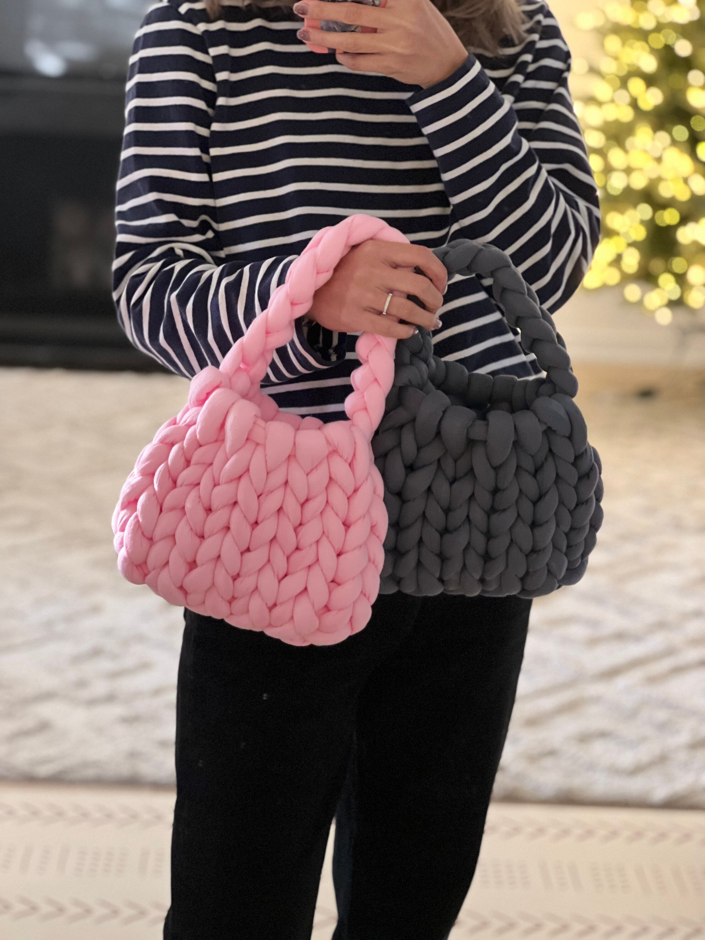 K-style Giant Chunky Plush Yarn Knitted Messenger Bag – HAPPY DAISY MARKET