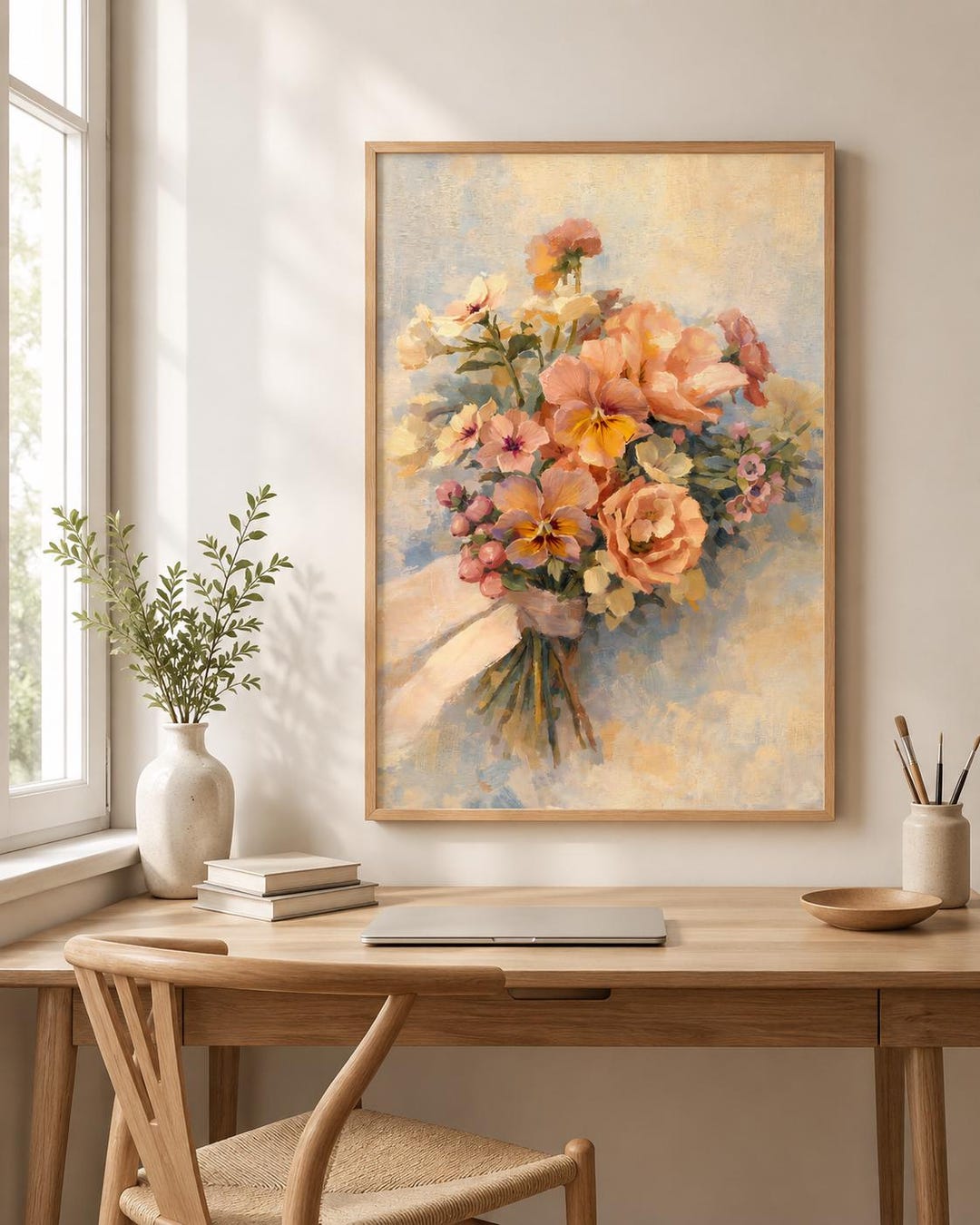 Peach Rose Bouquet Still Life Art Print, Floral Wall Art - Etsy