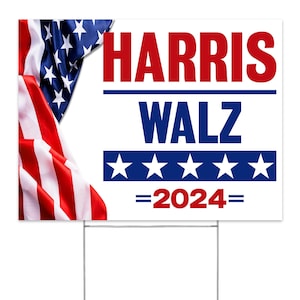 Sign Made in America - Not China - Kamala Harris / Walz for President 2024 Yard Sign Save Democracy Rally Outdoor 16&quot;x12&quot; 2 sided w/Stake