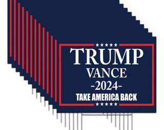 Uflashmi Cartello Trump Vance 2024 Per Giardino Con Palaio In Metallo - 30,5x45,7 Cm - Plastica Ondulata Resistente - Doppia Faccia