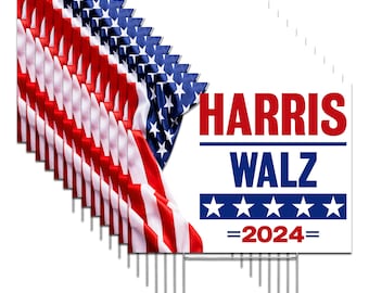 Harris / Walz 2024 Yard Sign | 100-Pack with Stakes, Made in USA