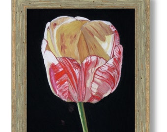 Beautiful Minimalist Tulip Print, Affiche Botanique, Red Tulip Painting, Framed Art, spring flowers, tulip decor