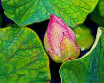 Lotus Flower Art, Original Pastel Painting, Happy Painting, Calm Pink Lotus Flower, Original Artwork, Mother's Day Gifts