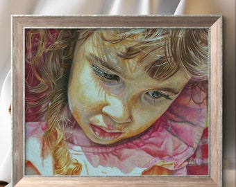 Fine Art Girl Portrait Print – Colored Pencil Drawing, 5x7