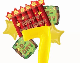 TNT Pixel Art Balloon Bouquet: Video Game Birthday Party Decor