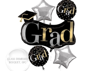 Graduation Balloon Bouquet: Multi-Colored Mylar Balloons, Anagram Licensed