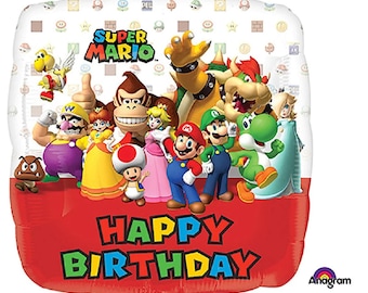 Super Mario Foil Balloon Bouquet: Licensed Birthday Party Decor