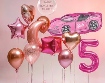 Hot Pink Barbie Balloon Bouquet: Roadster Party Decor