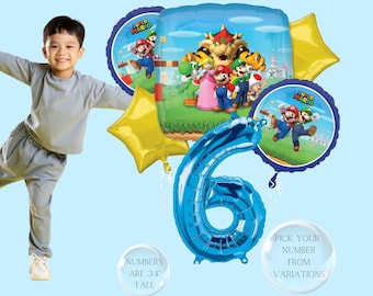 Super Mario Birthday Balloon Bouquet: Licensed Anagram Balloons