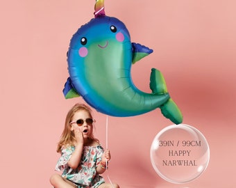 Narwhal Baby Balloon: Under The Sea Party Decor