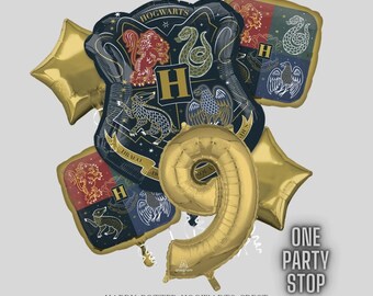 Harry Potter Hogwarts Crest Balloon Bouquet, Magical Hogwarts Number Balloon Bouquet, Hot Foil Balloons Anagram Licensed