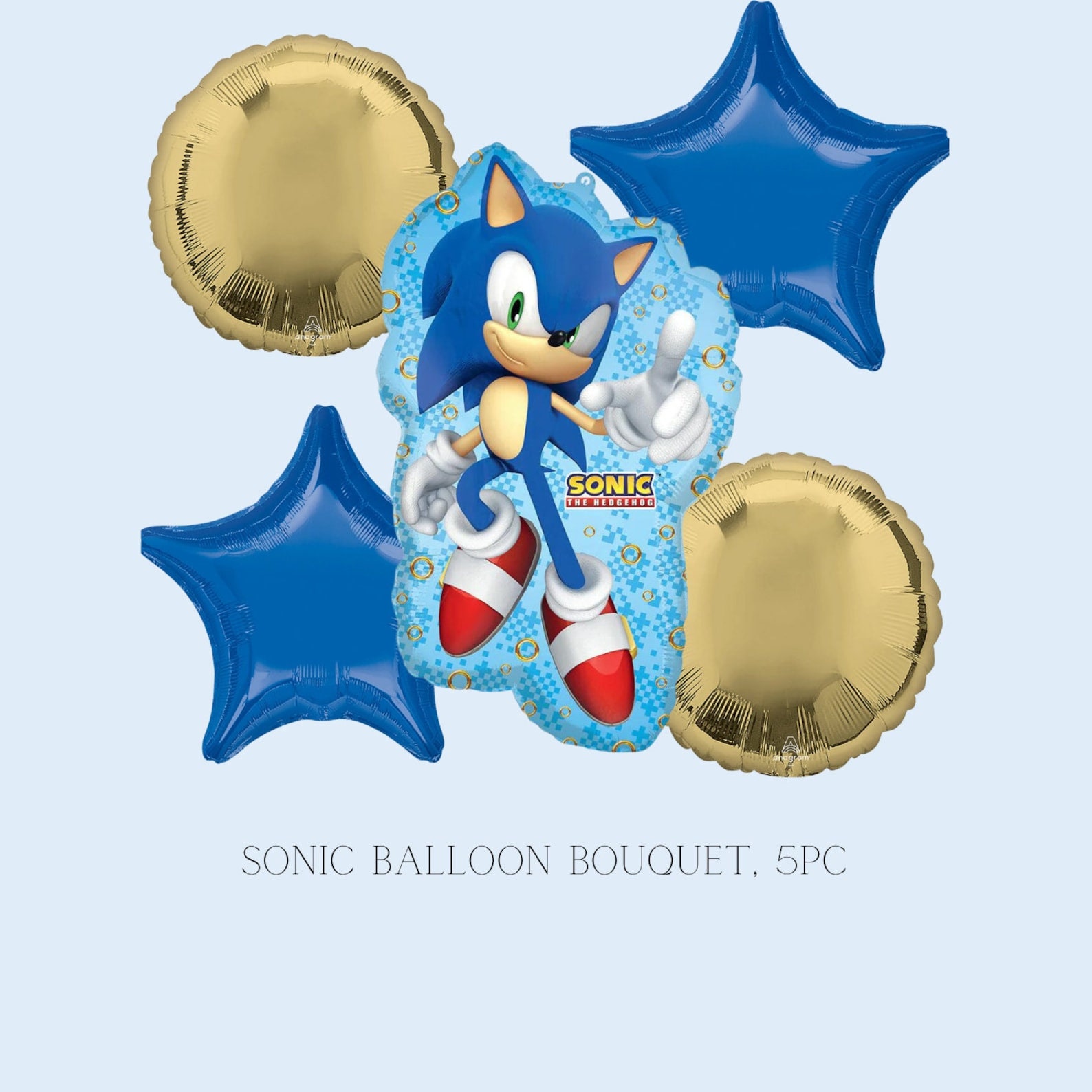 Sonic the Hedgehog Balloon Bouquet Set, Sonic Mylar Airloonz for Kids 