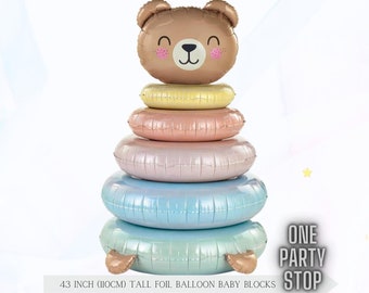 Teddy Bear Foil Balloon Stack: Baby Shower Garland (Anagram Licensed)
