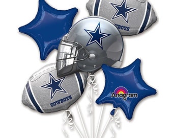 Dallas Cowboys Balloon Bouquet: Football Helmet, Star Foil Balloons