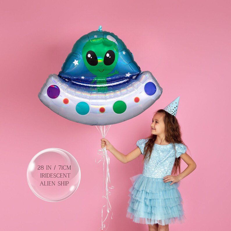 Astronaut Balloon Bouquet: Space Party Decor, Rainbow Number Balloons 28" Alien Ship