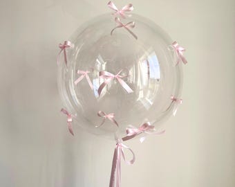 Coquette Balloon Kit: Clear Balloon with Pink Bows DIY