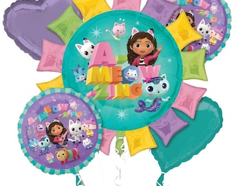 Gabby's Dollhouse Balloon Bouquet - Licensed Anagram Foil Mylar