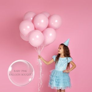 Baby Pink Balloon Bouquet, Foil Balloons for Bridal Shower Decor, Round Latex Balloons Birthday Party Anagram Licensed