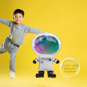 Astronaut Balloon Bouquet: Space Party Decor, Rainbow Number Balloons 30" Astronaut
