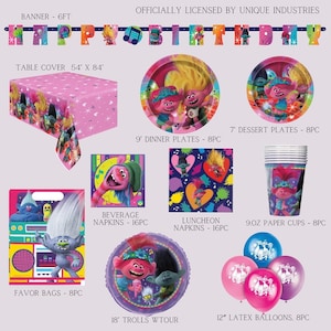 Trolls World Tour Birthday Party Supplies: Poppy Balloons & Decorations