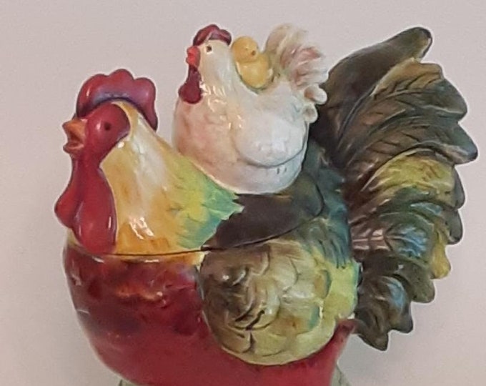 Rooster Canister, Chicken Canister, Rooster Ceramic Cookie Jar, Chicken