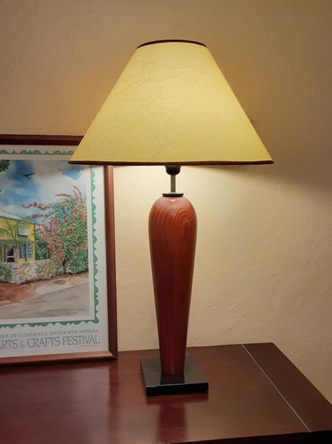 Vintage Wood Table Lamp, Mid Century Wood Table Lamp, Made in Taiwan