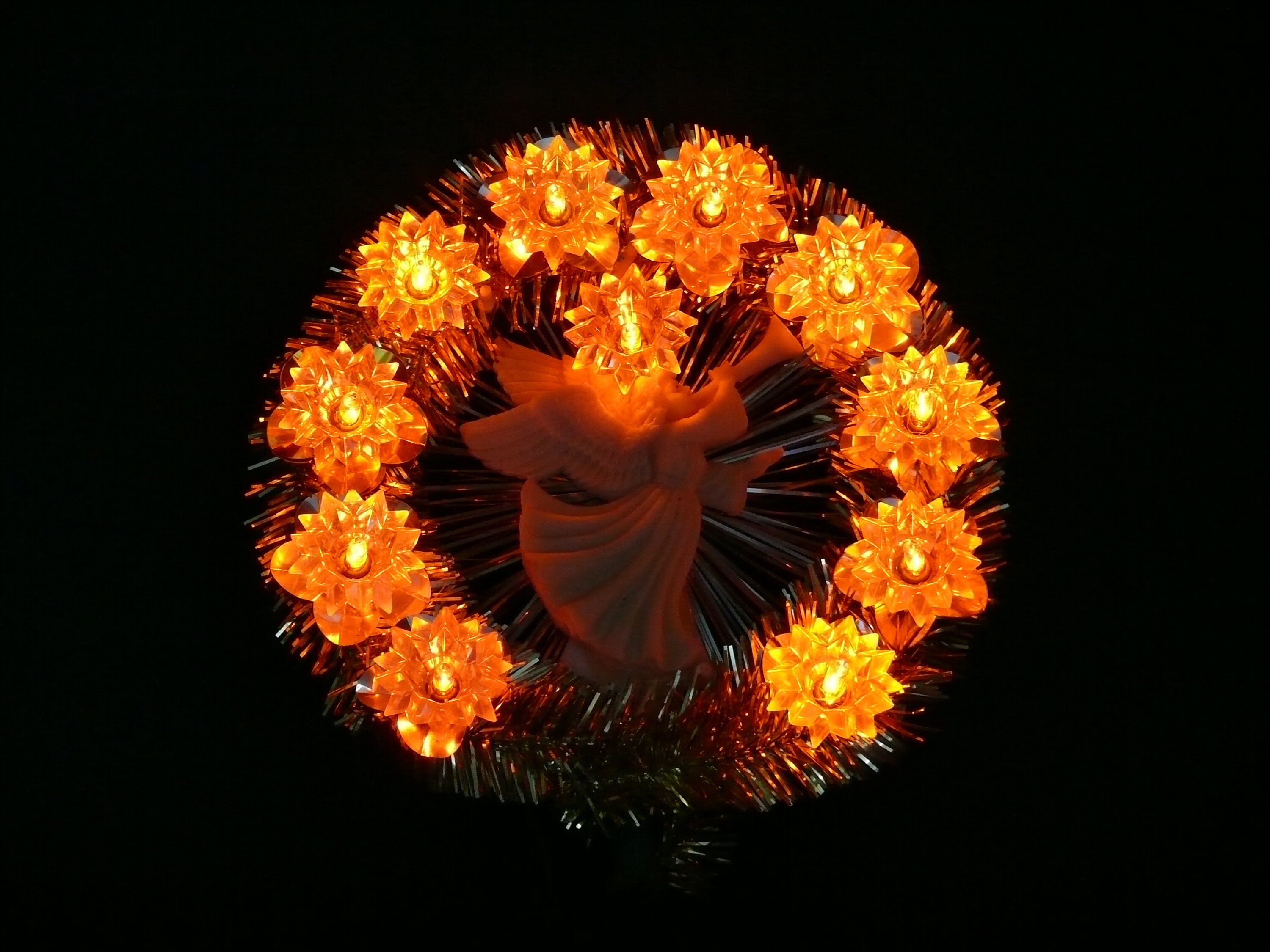 8 in Angel Tree Topper Wreath, Lighted Tinsel Wreath Tree Topper